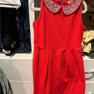 Jcrew Crewcuts Red Dress with Embellished Collar